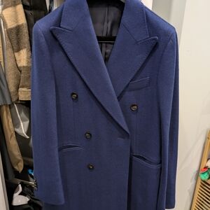 Suitsupply Mid Blue Herringbone Overcoat